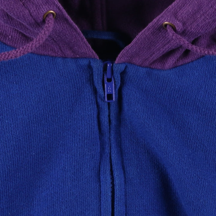 Vintage 80s-90'S Eddie Bauer two-tone full-zip sweatshirt hoodie with black tag, size M, men's cotton Navy blue Vintage Second Hand