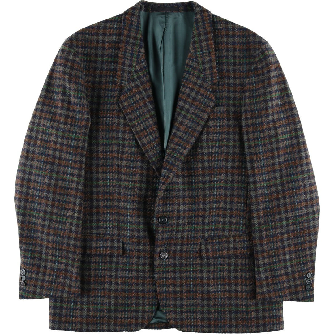 torrente Check Pattern Houndstooth Pattern Wool Tailored Jacket, Made in France, Men's Size L wool navy blue type Vintage Second Hand