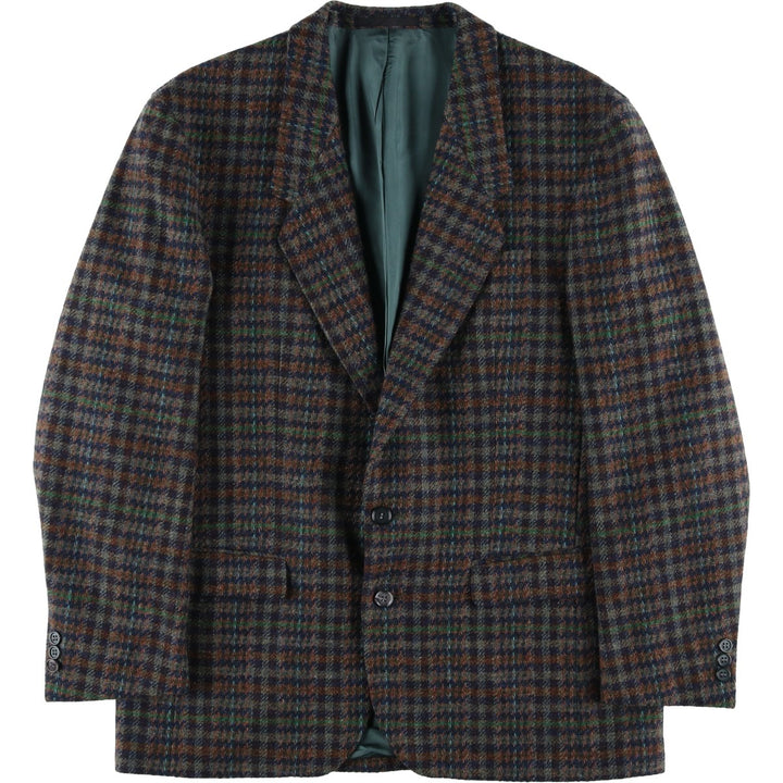 torrente Check Pattern Houndstooth Pattern Wool Tailored Jacket, Made in France, Men's Size L wool navy blue type Vintage Second Hand