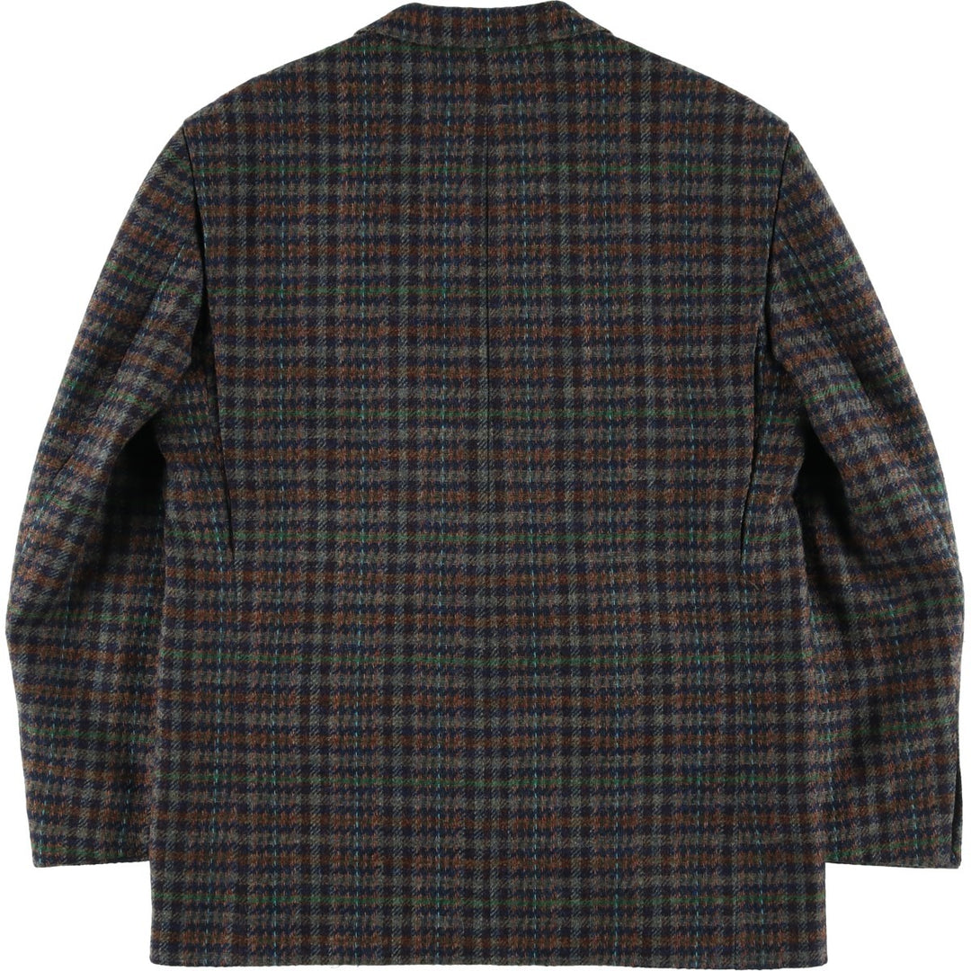 torrente Check Pattern Houndstooth Pattern Wool Tailored Jacket, Made in France, Men's Size L wool navy blue type Vintage Second Hand