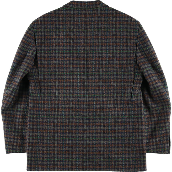 torrente Check Pattern Houndstooth Pattern Wool Tailored Jacket, Made in France, Men's Size L wool navy blue type Vintage Second Hand