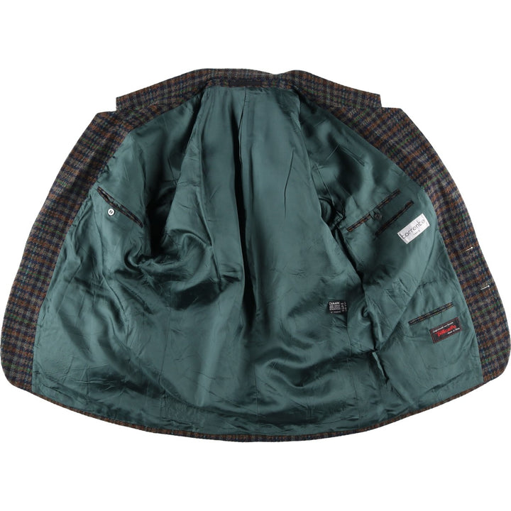 torrente Check Pattern Houndstooth Pattern Wool Tailored Jacket, Made in France, Men's Size L wool navy blue type Vintage Second Hand