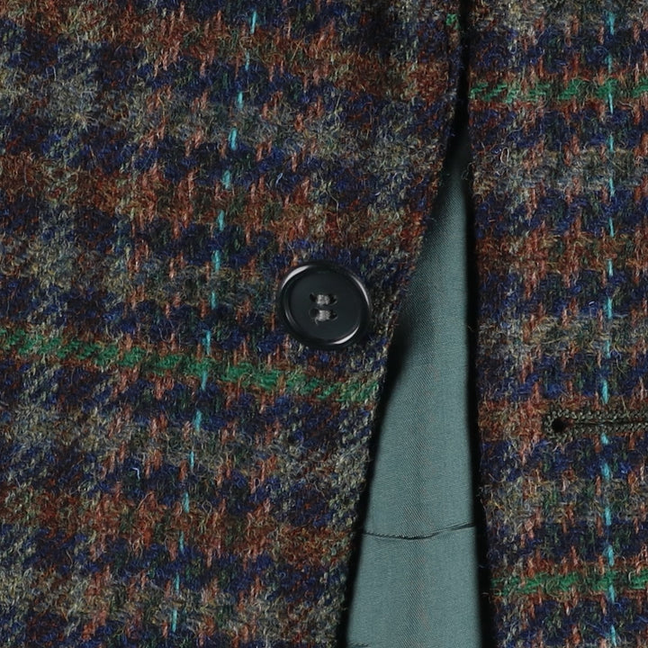 torrente Check Pattern Houndstooth Pattern Wool Tailored Jacket, Made in France, Men's Size L wool navy blue type Vintage Second Hand