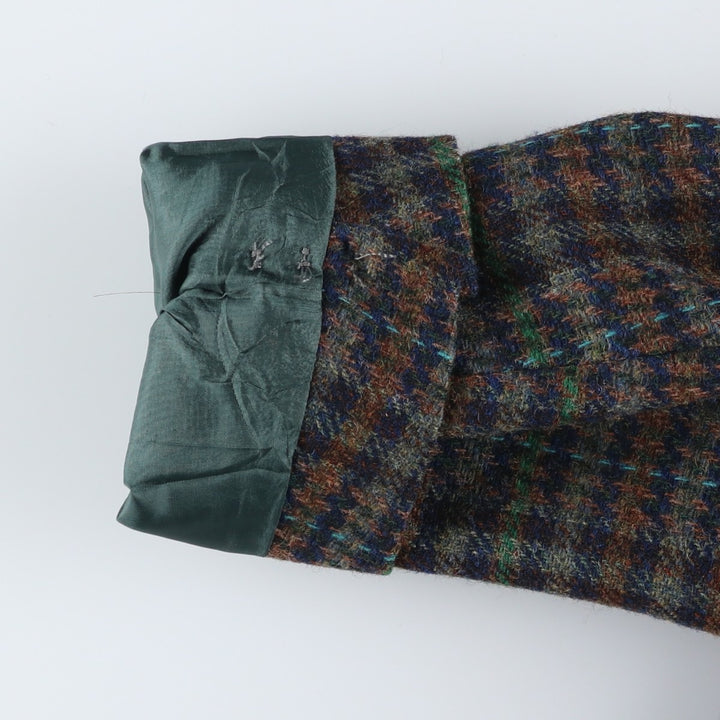 torrente Check Pattern Houndstooth Pattern Wool Tailored Jacket, Made in France, Men's Size L wool navy blue type Vintage Second Hand