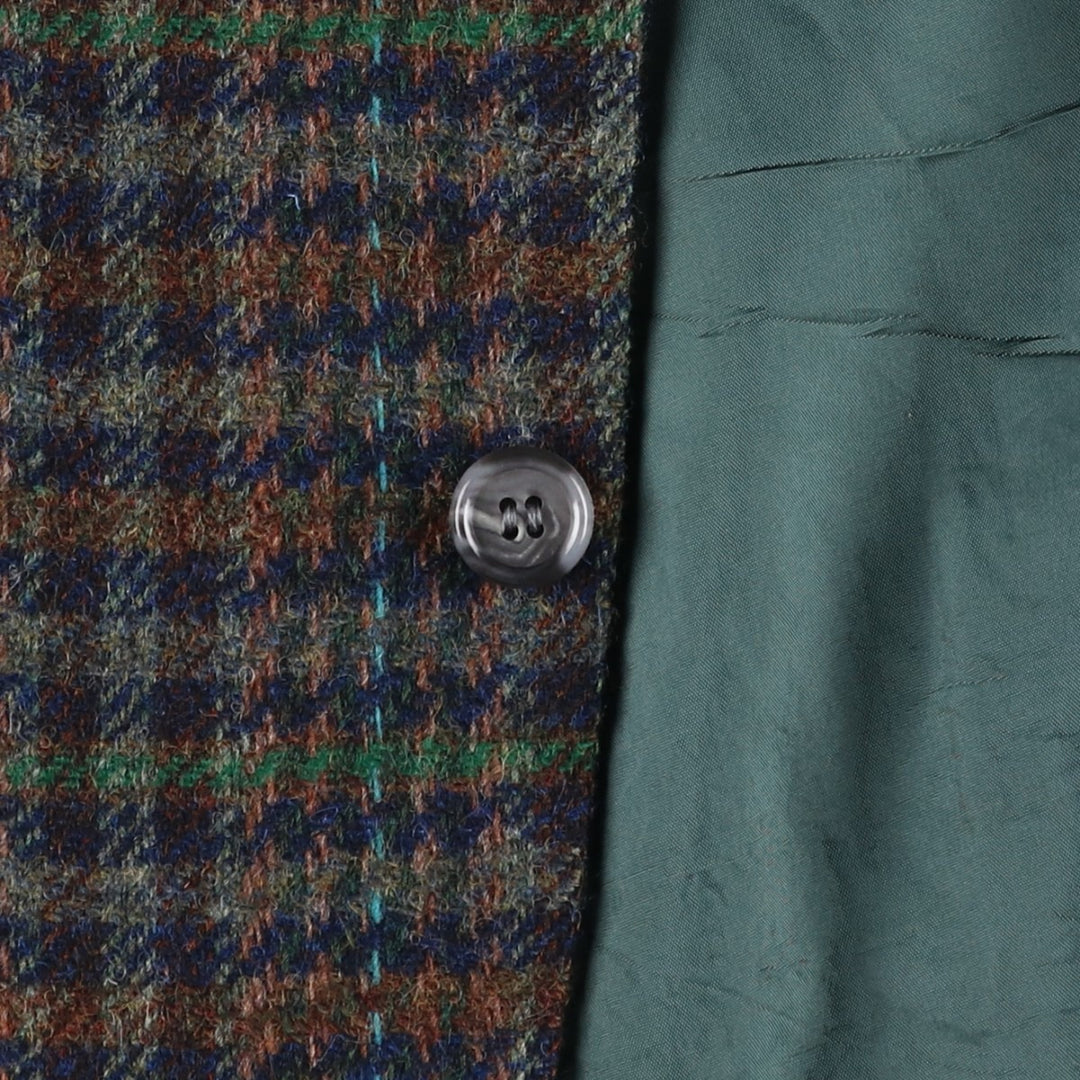 torrente Check Pattern Houndstooth Pattern Wool Tailored Jacket, Made in France, Men's Size L wool navy blue type Vintage Second Hand