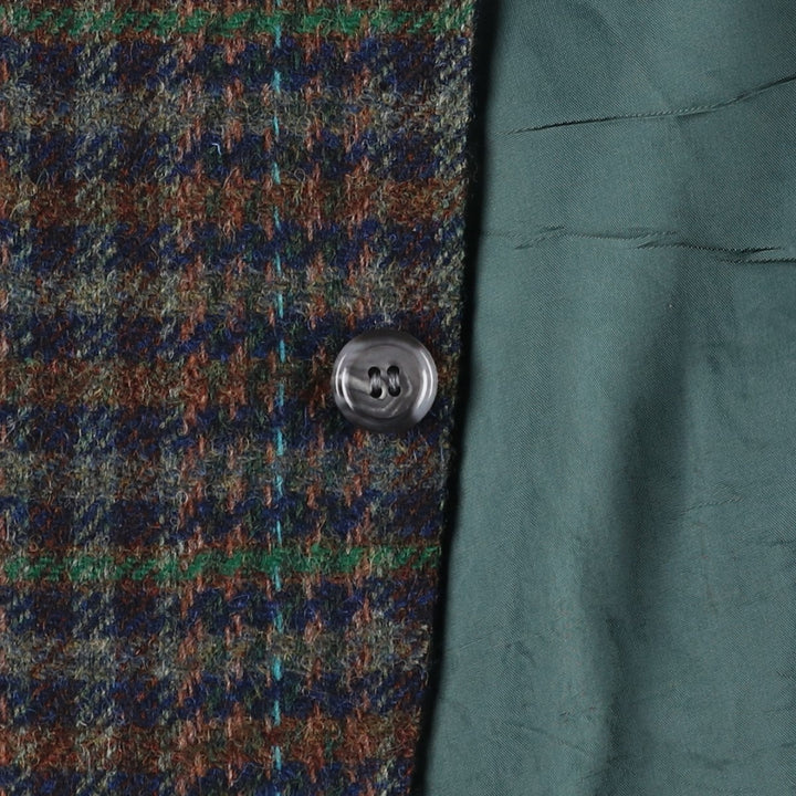 torrente Check Pattern Houndstooth Pattern Wool Tailored Jacket, Made in France, Men's Size L wool navy blue type Vintage Second Hand