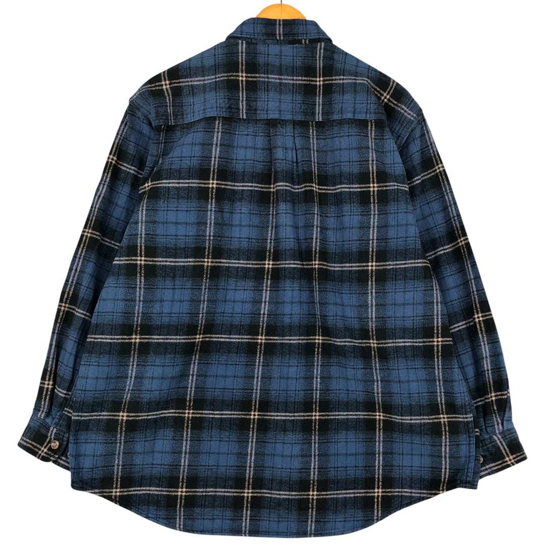 FIELD AND STREAM Long Sleeve Heavy Flannel Check Shirt, Men's XL cotton blue type Vintage Second Hand