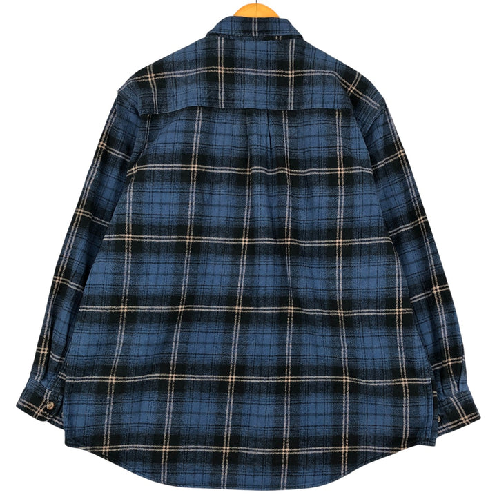 FIELD AND STREAM Long Sleeve Heavy Flannel Check Shirt, Men's XL cotton blue type Vintage Second Hand