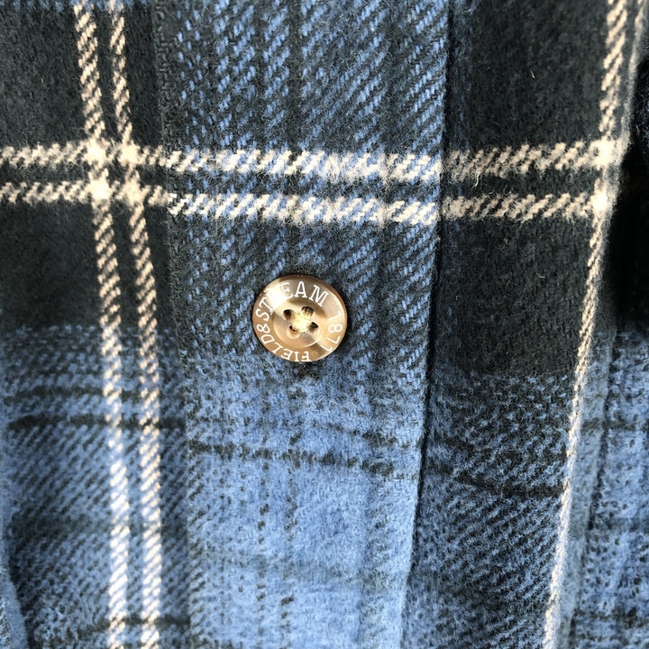 FIELD AND STREAM Long Sleeve Heavy Flannel Check Shirt, Men's XL cotton blue type Vintage Second Hand