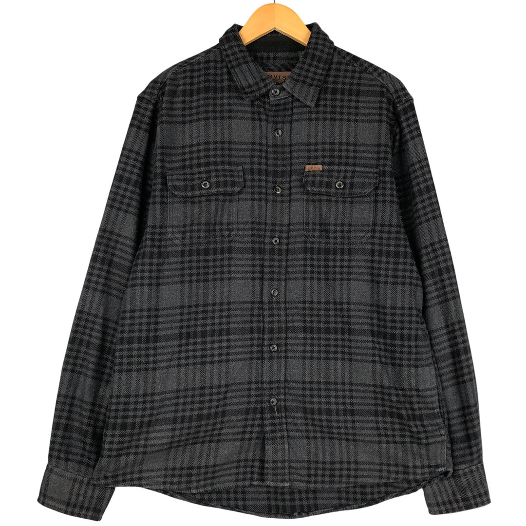 ORVIS Long Sleeve Flannel Check Shirt, Men's Size L cotton black type Vintage Second Hand
