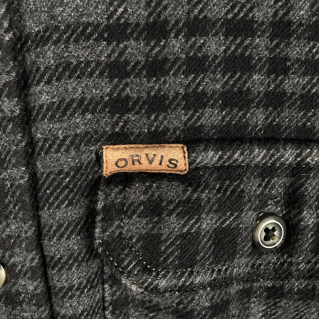 ORVIS Long Sleeve Flannel Check Shirt, Men's Size L cotton black type Vintage Second Hand
