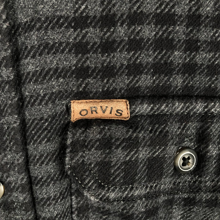 ORVIS Long Sleeve Flannel Check Shirt, Men's Size L cotton black type Vintage Second Hand