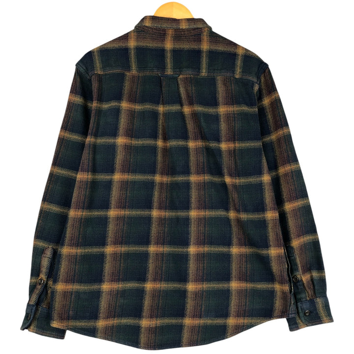 ORVIS Long Sleeve Heavy Flannel Check Shirt, Men's Size L cotton dark green Vintage Second Hand