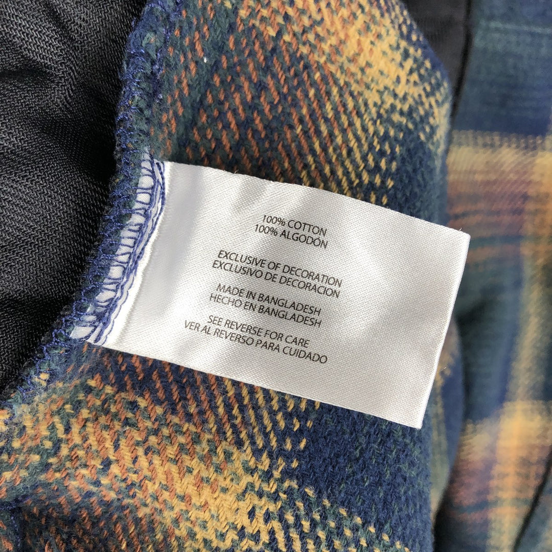 ORVIS Long Sleeve Heavy Flannel Check Shirt, Men's Size L cotton dark green Vintage Second Hand