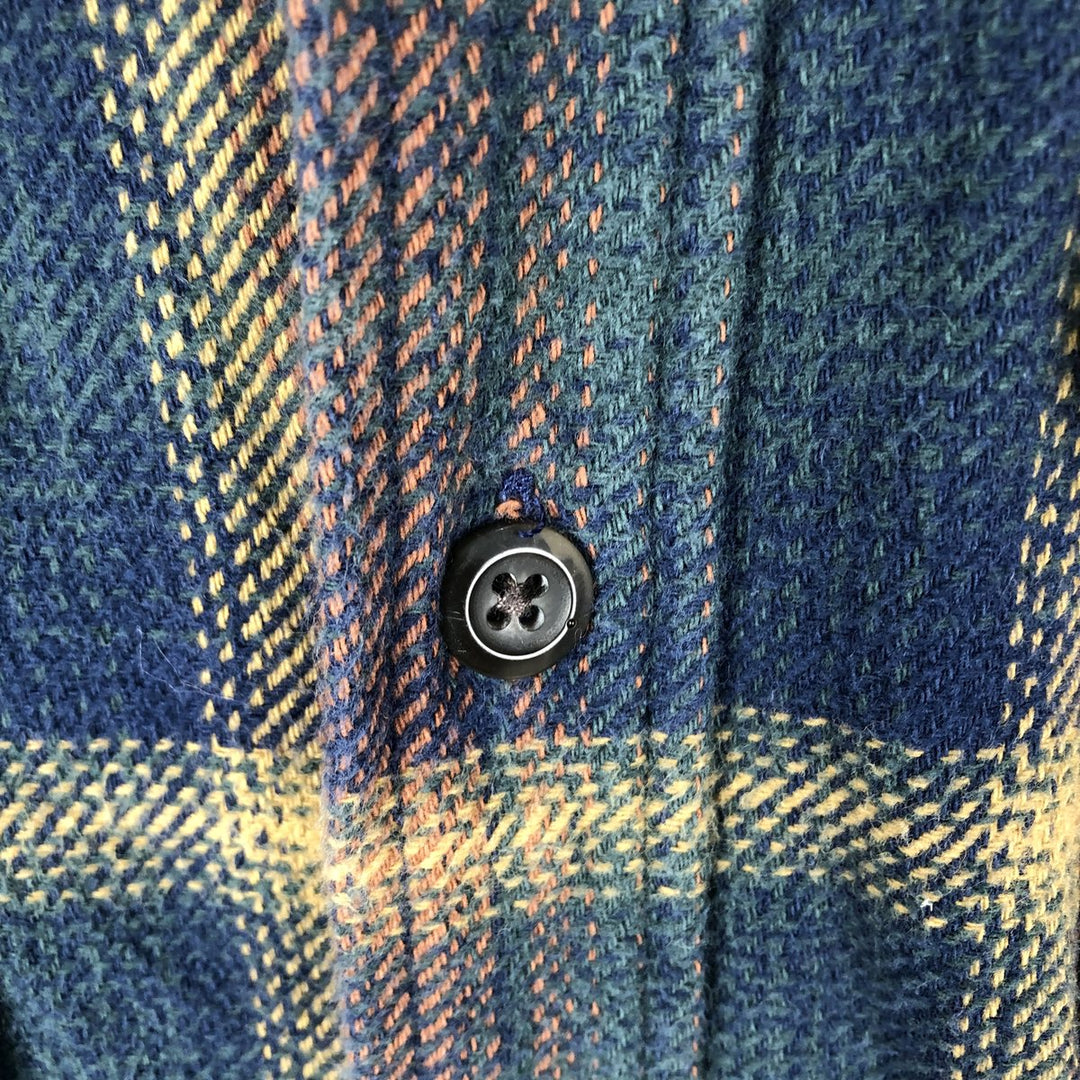 ORVIS Long Sleeve Heavy Flannel Check Shirt, Men's Size L cotton dark green Vintage Second Hand