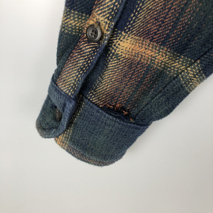 ORVIS Long Sleeve Heavy Flannel Check Shirt, Men's Size L cotton dark green Vintage Second Hand