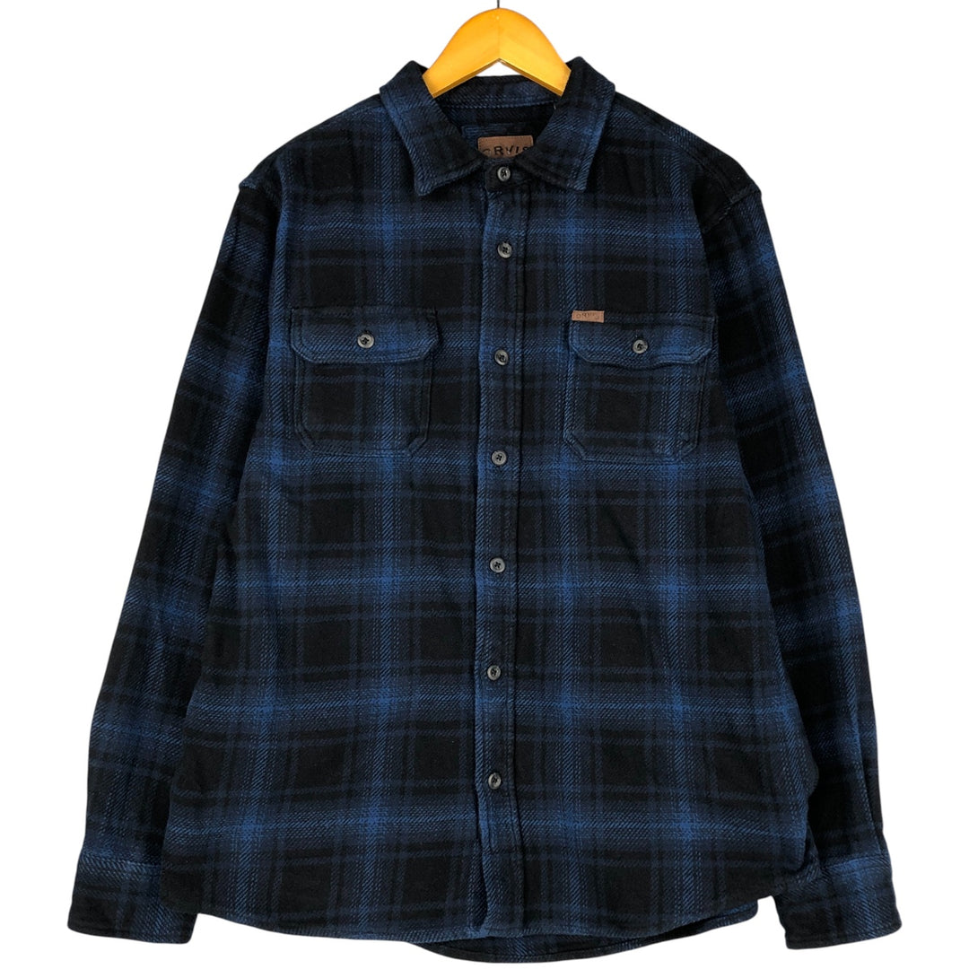 Orvis Ombre Check Wide Collar Long Sleeve Heavy Flannel Check Shirt, Men's Size L cotton blue type Vintage Second Hand