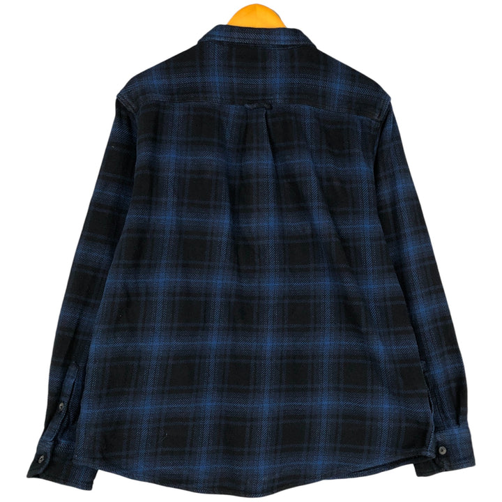 Orvis Ombre Check Wide Collar Long Sleeve Heavy Flannel Check Shirt, Men's Size L cotton blue type Vintage Second Hand