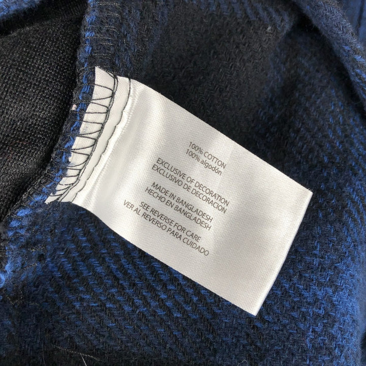 Orvis Ombre Check Wide Collar Long Sleeve Heavy Flannel Check Shirt, Men's Size L cotton blue type Vintage Second Hand