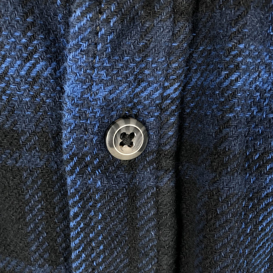 Orvis Ombre Check Wide Collar Long Sleeve Heavy Flannel Check Shirt, Men's Size L cotton blue type Vintage Second Hand