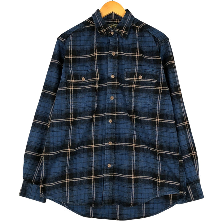 FIELD AND STREAM Long Sleeve Heavy Flannel Check Shirt, Men's Size L cotton blue type Vintage Second Hand