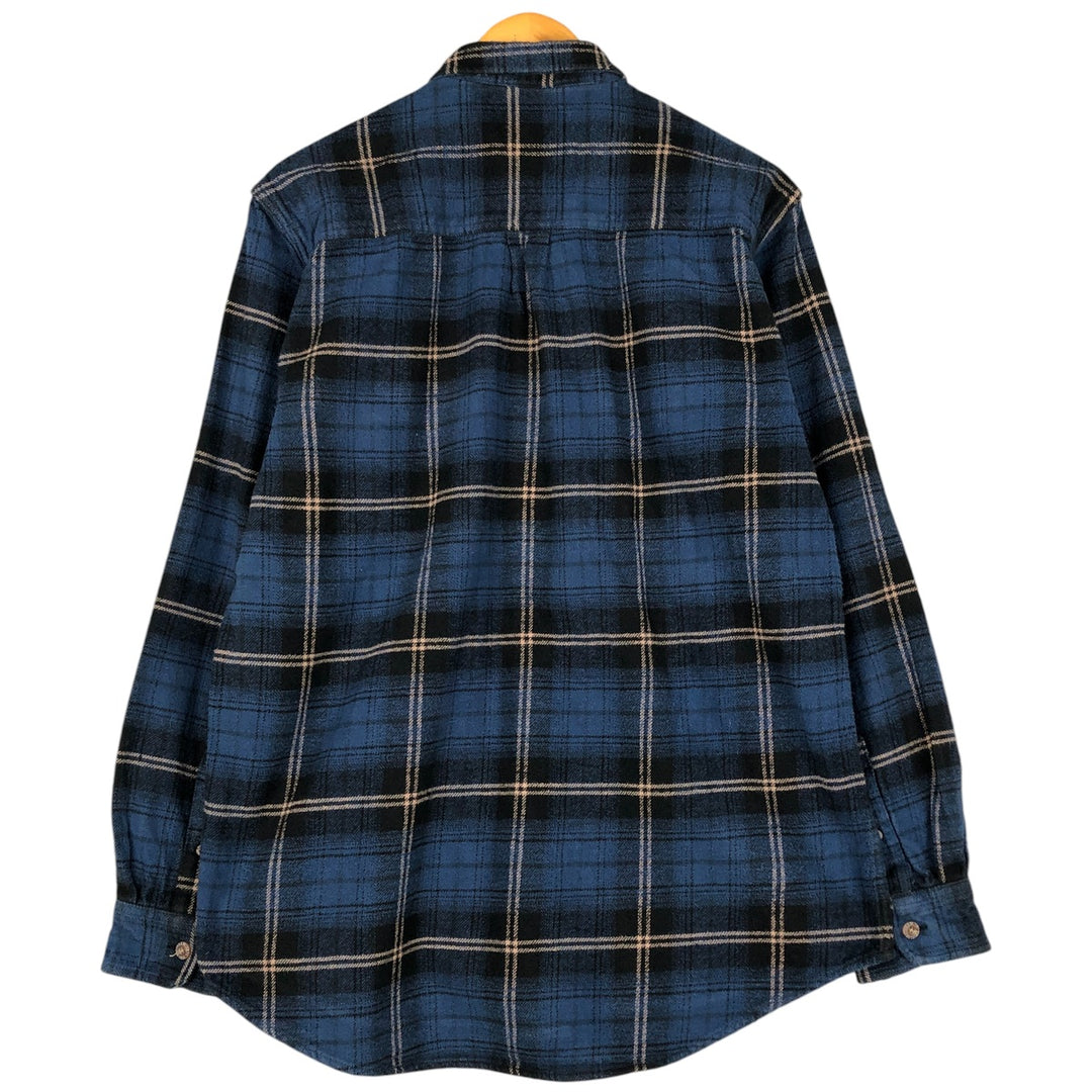 FIELD AND STREAM Long Sleeve Heavy Flannel Check Shirt, Men's Size L cotton blue type Vintage Second Hand