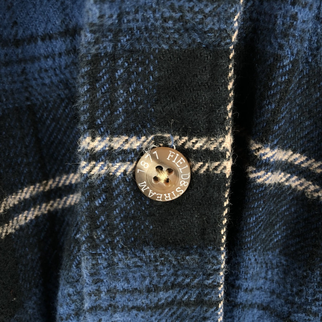 FIELD AND STREAM Long Sleeve Heavy Flannel Check Shirt, Men's Size L cotton blue type Vintage Second Hand
