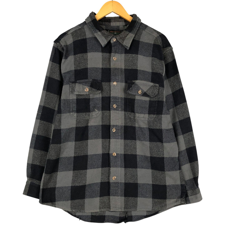 FIELD AND STREAM Buffalo Check Long Sleeve Flannel Check Shirt, Men's Size L cotton black type Vintage Second Hand