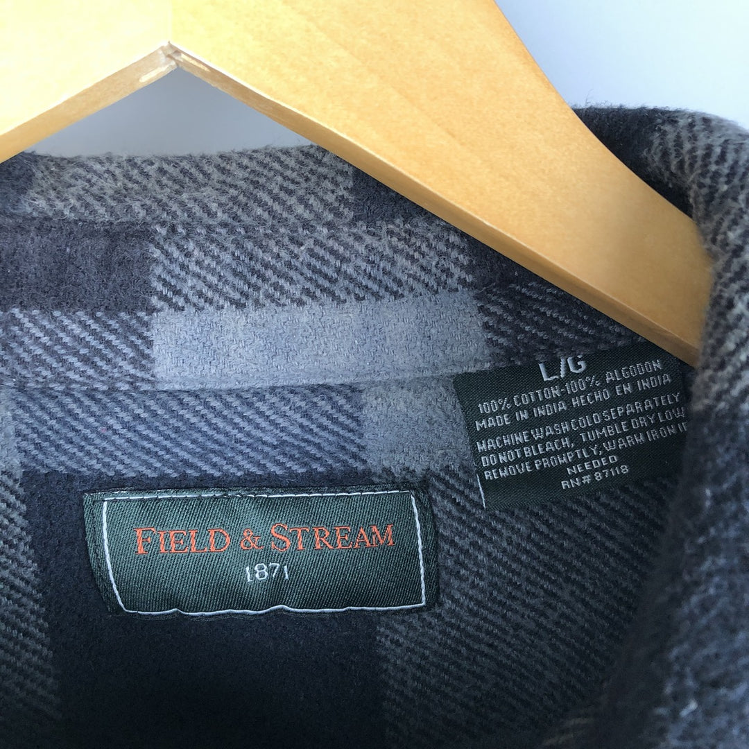 FIELD AND STREAM Buffalo Check Long Sleeve Flannel Check Shirt, Men's Size L cotton black type Vintage Second Hand