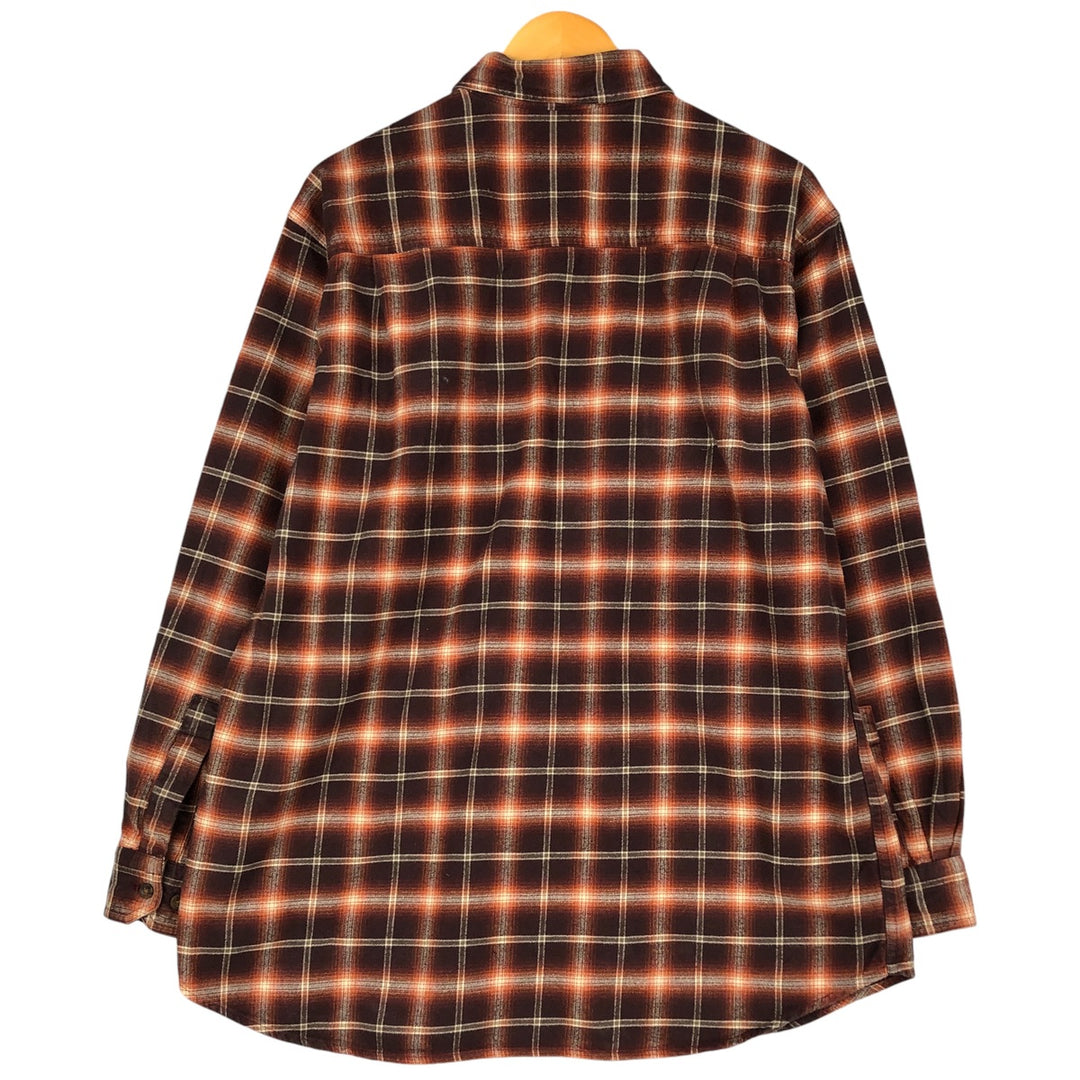 WOOLRICH Ombre Check Long Sleeve Flannel Check Shirt, Men's Size L cotton brown type Vintage Second Hand