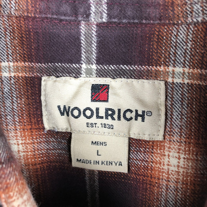 WOOLRICH Ombre Check Long Sleeve Flannel Check Shirt, Men's Size L cotton brown type Vintage Second Hand