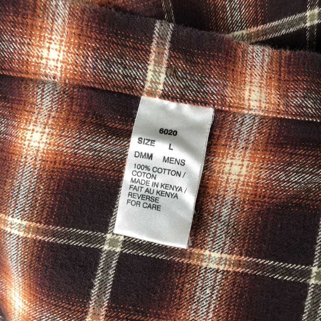 WOOLRICH Ombre Check Long Sleeve Flannel Check Shirt, Men's Size L cotton brown type Vintage Second Hand