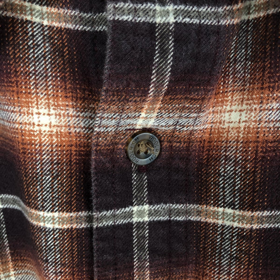 WOOLRICH Ombre Check Long Sleeve Flannel Check Shirt, Men's Size L cotton brown type Vintage Second Hand