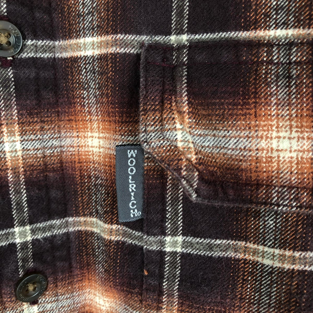 WOOLRICH Ombre Check Long Sleeve Flannel Check Shirt, Men's Size L cotton brown type Vintage Second Hand