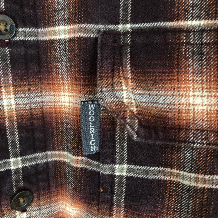 WOOLRICH Ombre Check Long Sleeve Flannel Check Shirt, Men's Size L cotton brown type Vintage Second Hand