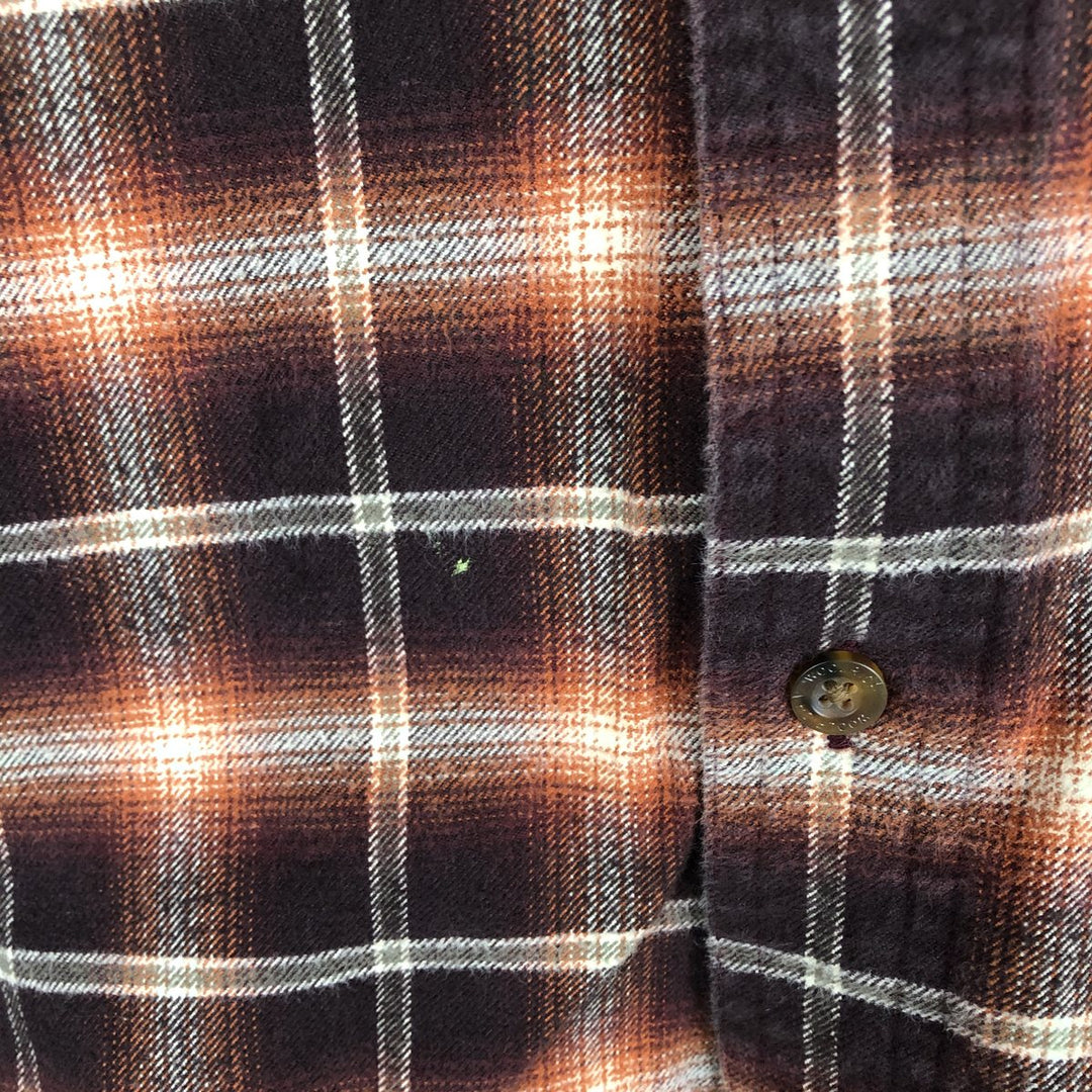 WOOLRICH Ombre Check Long Sleeve Flannel Check Shirt, Men's Size L cotton brown type Vintage Second Hand