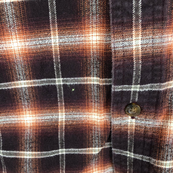 WOOLRICH Ombre Check Long Sleeve Flannel Check Shirt, Men's Size L cotton brown type Vintage Second Hand
