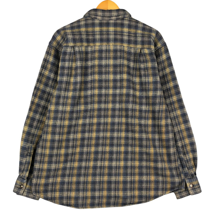 Wrangler Authentic Western Long Sleeve Heavy Flannel Check Shirt, Men's Size XL cotton blue type Vintage Second Hand
