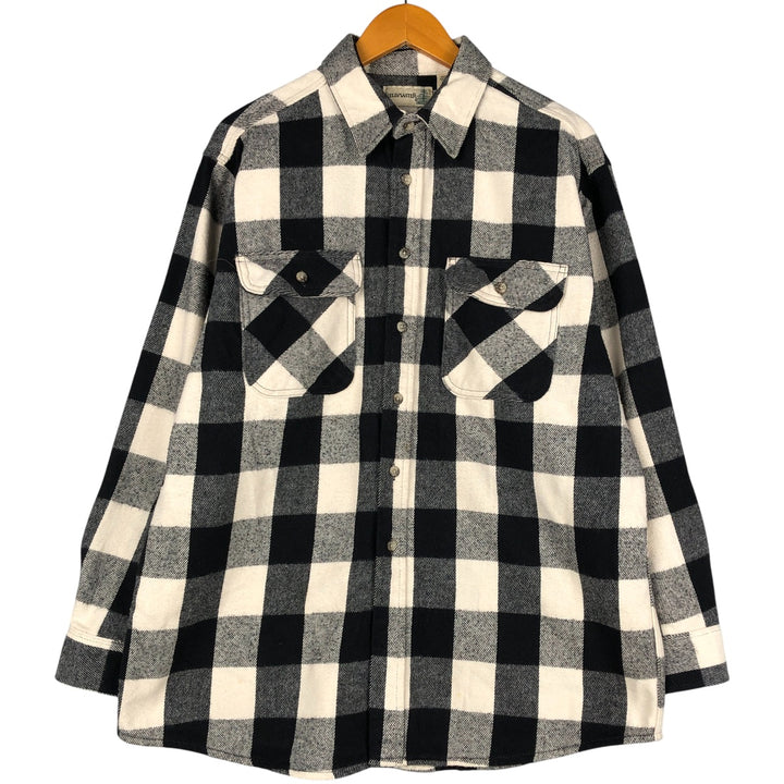 Field Master Buffalo Check Long Sleeve Heavy Flannel Check Shirt, Men's Size L cotton black type Vintage Second Hand