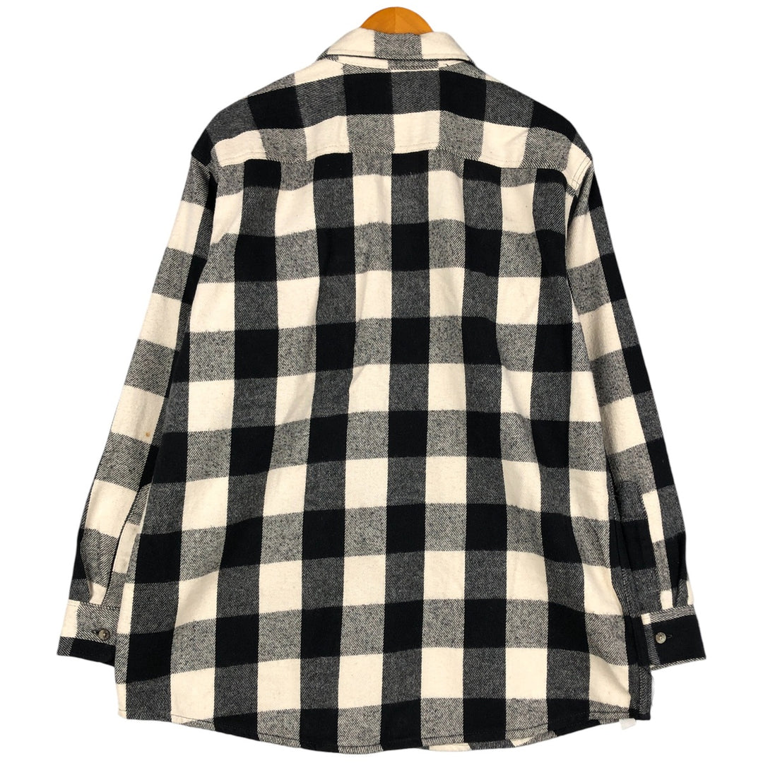 Field Master Buffalo Check Long Sleeve Heavy Flannel Check Shirt, Men's Size L cotton black type Vintage Second Hand