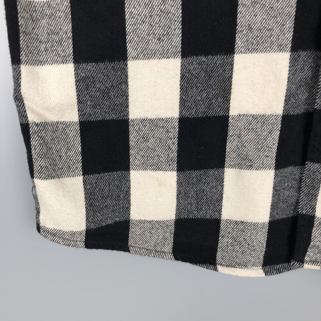 Field Master Buffalo Check Long Sleeve Heavy Flannel Check Shirt, Men's Size L cotton black type Vintage Second Hand