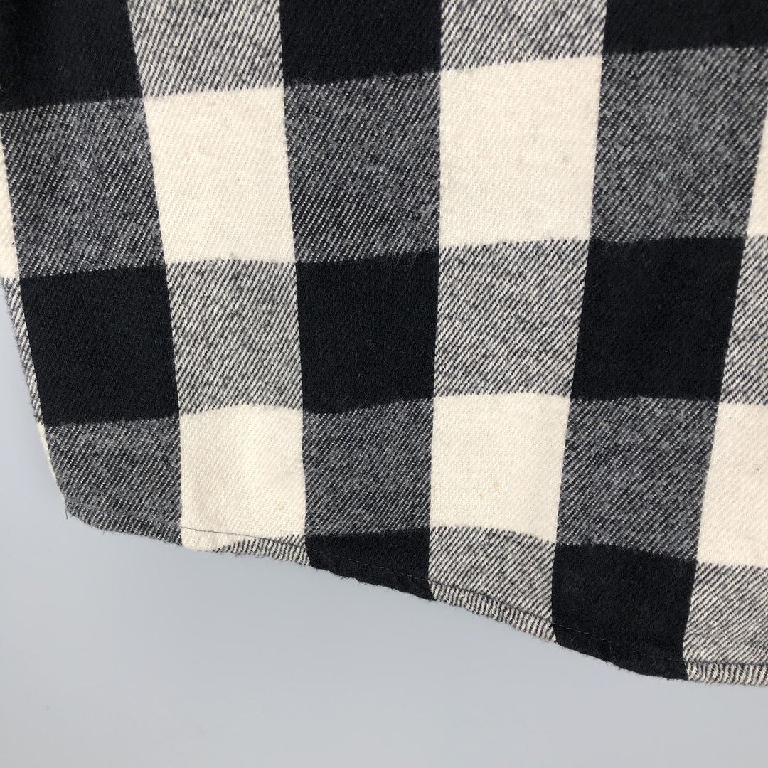 Field Master Buffalo Check Long Sleeve Heavy Flannel Check Shirt, Men's Size L cotton black type Vintage Second Hand