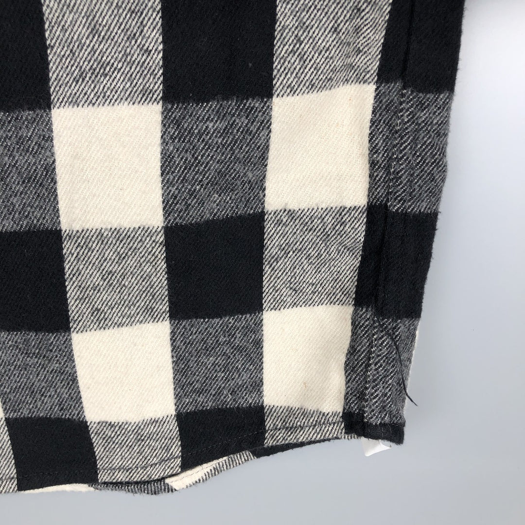 Field Master Buffalo Check Long Sleeve Heavy Flannel Check Shirt, Men's Size L cotton black type Vintage Second Hand
