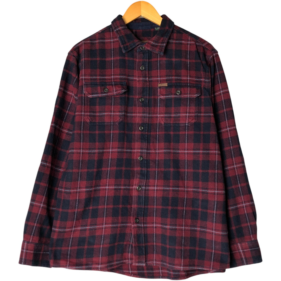 ORVIS Long Sleeve Heavy Flannel Check Shirt, Men's XL cotton wine-red Vintage Second Hand