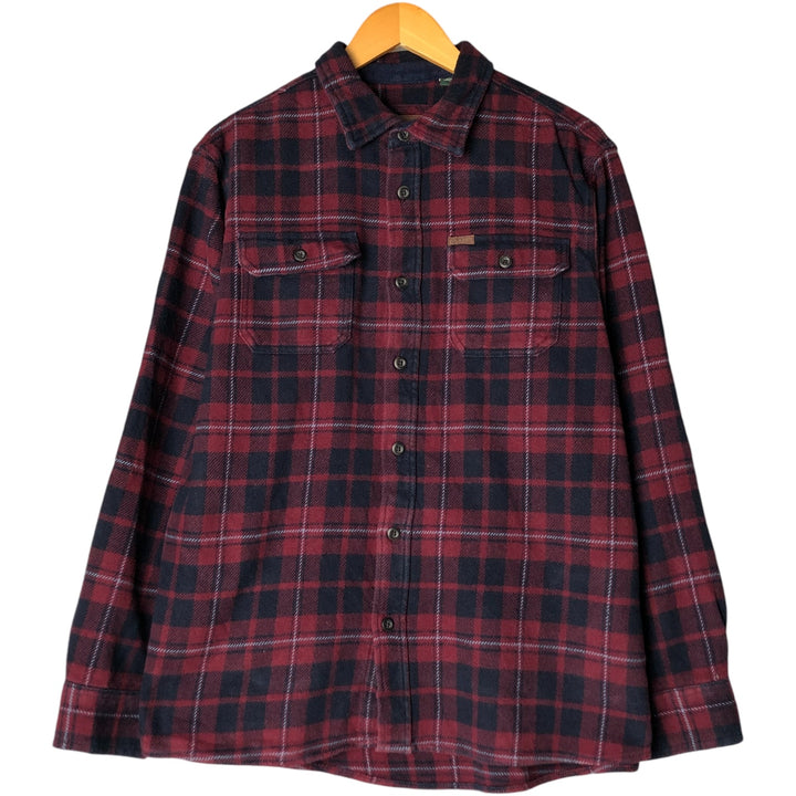 ORVIS Long Sleeve Heavy Flannel Check Shirt, Men's XL cotton wine-red Vintage Second Hand