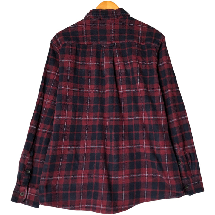 ORVIS Long Sleeve Heavy Flannel Check Shirt, Men's XL cotton wine-red Vintage Second Hand