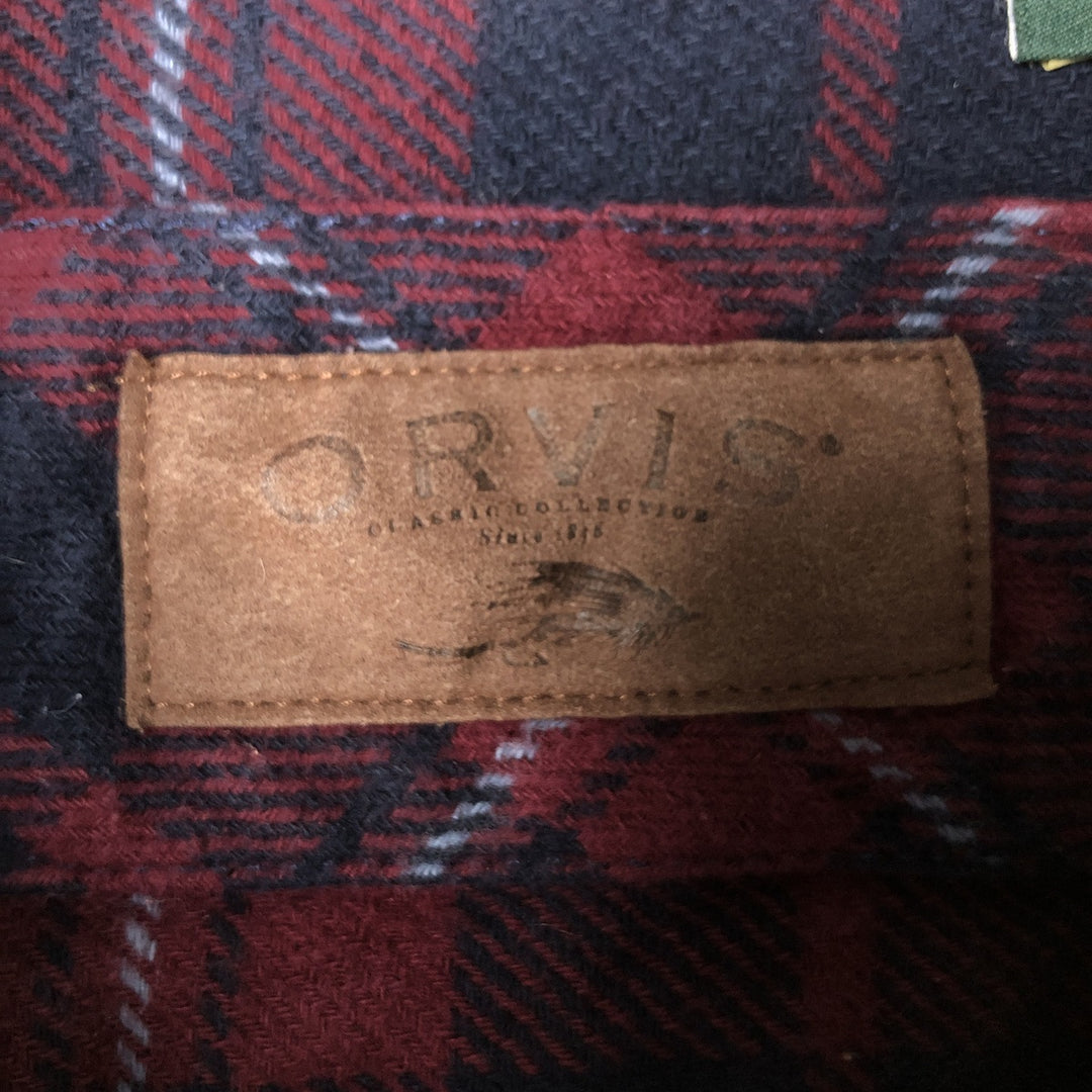 ORVIS Long Sleeve Heavy Flannel Check Shirt, Men's XL cotton wine-red Vintage Second Hand