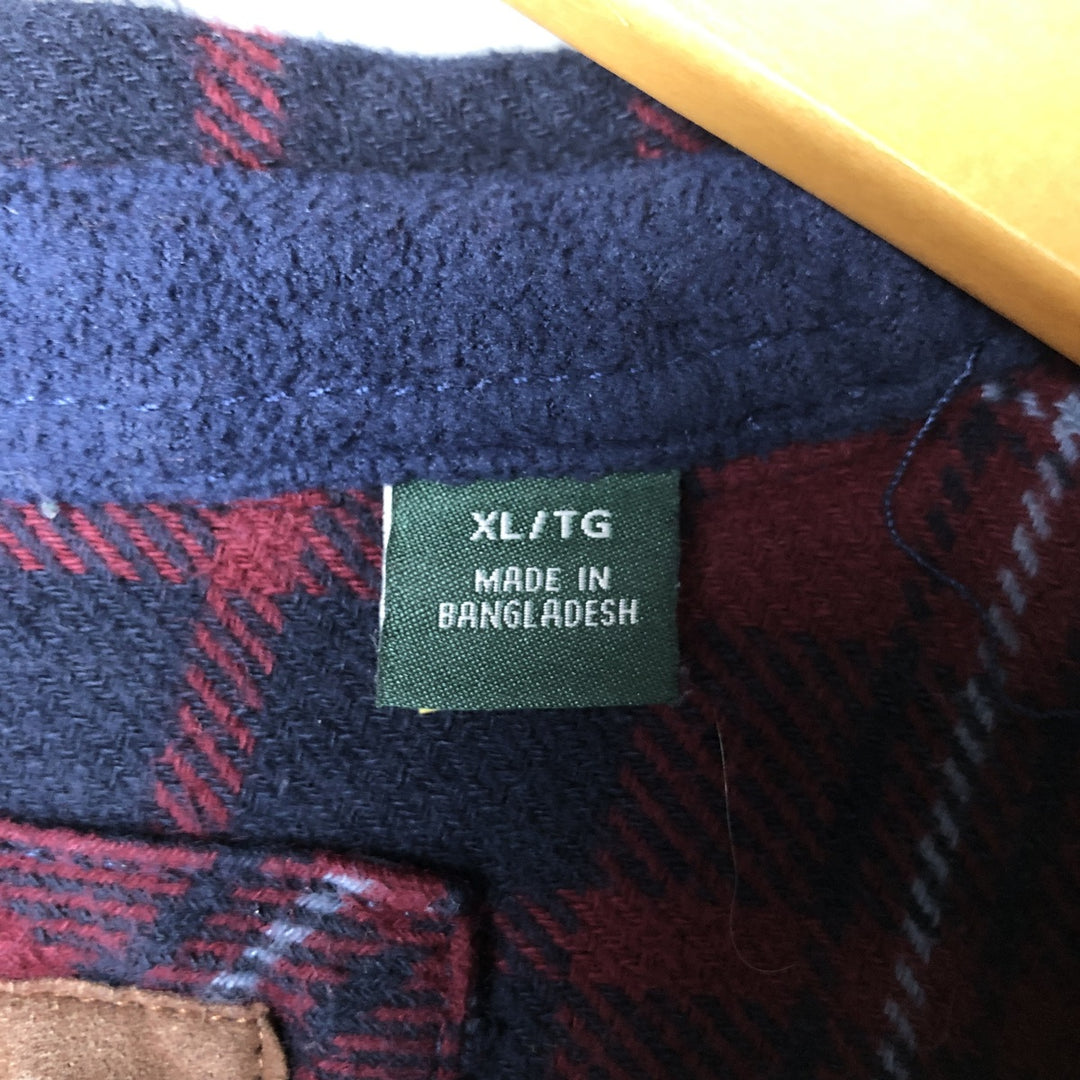 ORVIS Long Sleeve Heavy Flannel Check Shirt, Men's XL cotton wine-red Vintage Second Hand