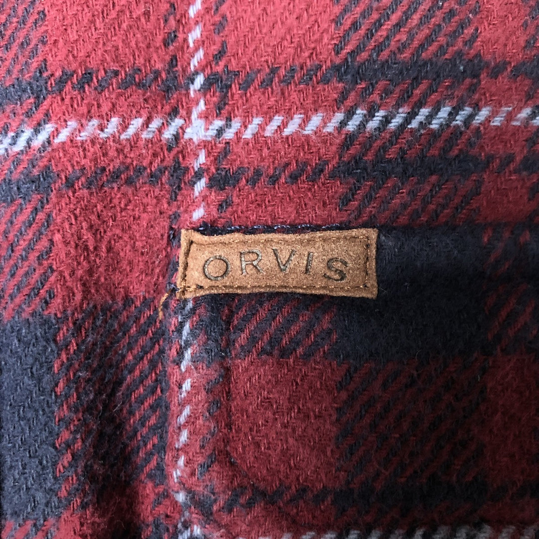 ORVIS Long Sleeve Heavy Flannel Check Shirt, Men's XL cotton wine-red Vintage Second Hand