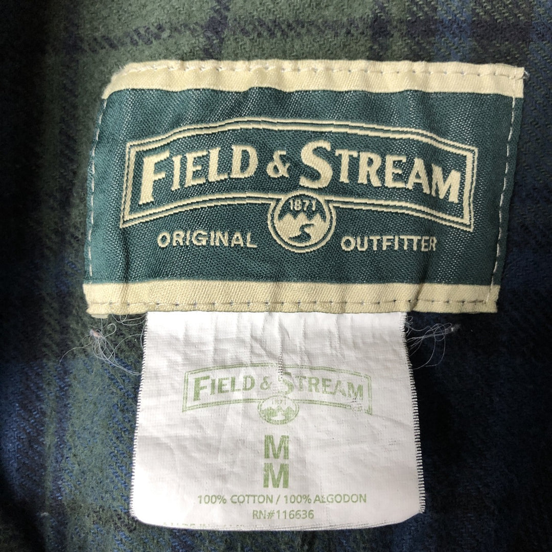 FIELD AND STREAM Long Sleeve Flannel Check Shirt, Men's Size M cotton blue type Vintage Second Hand
